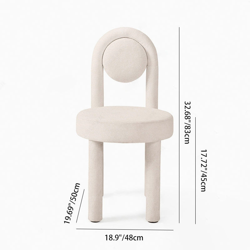 Modern Minimalist Round Velvet Iron Vanity Stool Backrest Armless For Bedroom