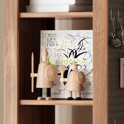 Traditional Vintage Rectangular Pine Wood Solid Wood Carbon Steel Rotatable Multifunctional Bookshelf 5-Tier For Living Room