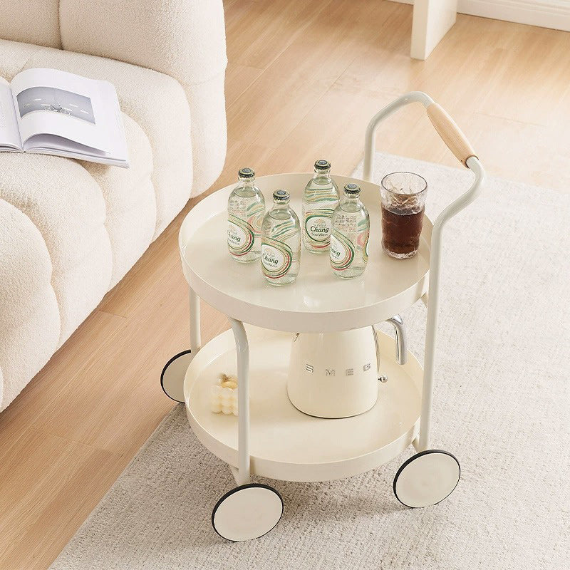 Moderner minimalistischer runder Acryl-Edelstahl-Beistelltisch mit 2 Ebenen für das Wohnzimmer 