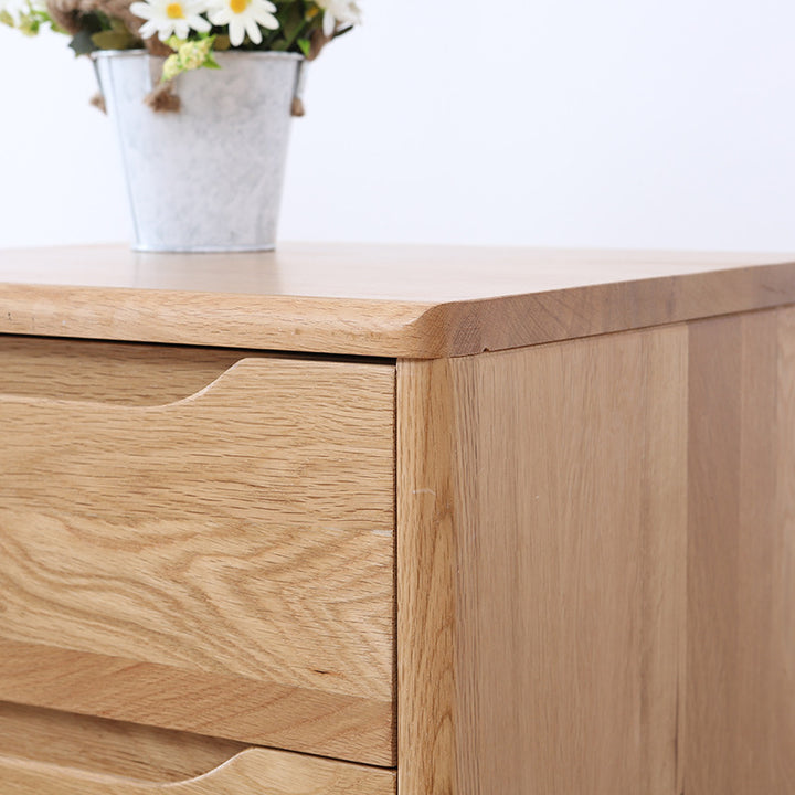 Contemporary Scandinavian Square Oak Solid Wood Paulownia Wood Nightstand 2-Drawer For Bedroom