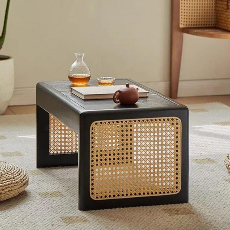 Traditioneller japanischer rechteckiger Massivholz-Edelstahl-Beistelltisch 1-stufig für das Wohnzimmer 