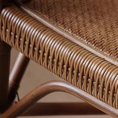 Traditional Farmhouse Rectangular Rattan Solid Wood Dining Chair Backrest Armrest For Dining Room