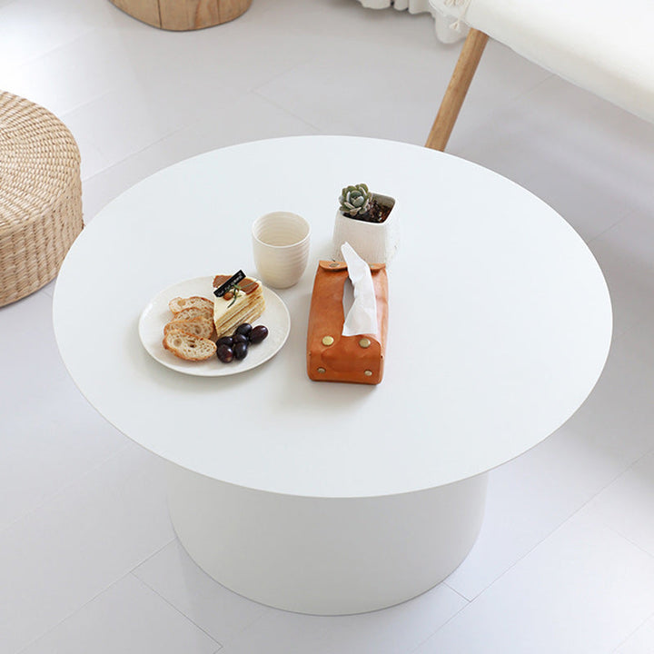 Moderner minimalistischer runder zylindrischer Couchtisch aus Metall für das Wohnzimmer 