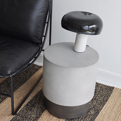 Table d'appoint cylindrique en oxyde de magnésium industriel contemporain pour salon 