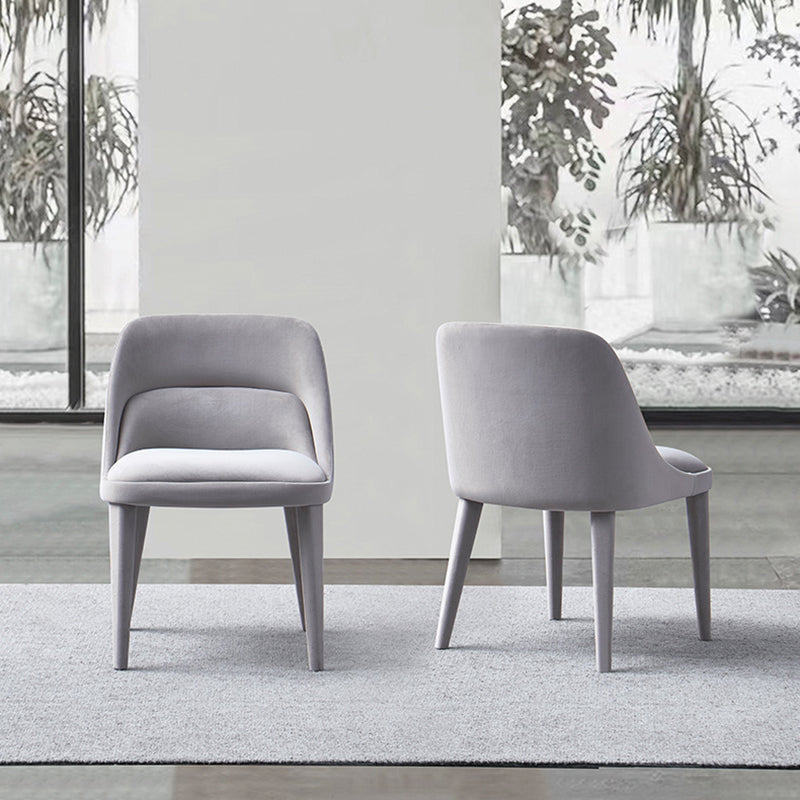 Modern Minimalist Rectangular Velvet Solid Wood Iron Dining Chair Backrest For Dining Room