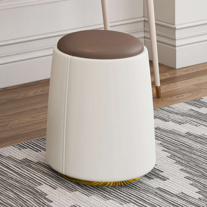Taburete de tocador sin respaldo ni brazos, cilindro minimalista moderno, cuero Napa, madera maciza, hierro, para dormitorio 
