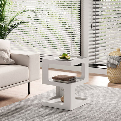 Contemporary Creative Rectangular Stainless Steel Side Table 3-Tier For Living Room