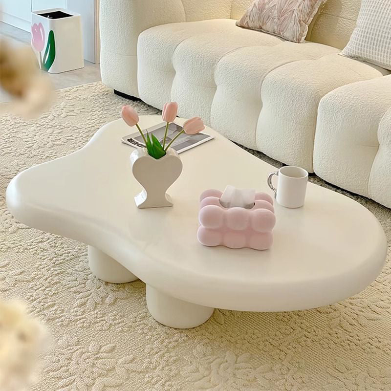 Modern Minimalist Cloud-Shaped Medium Density Fiberboard Carbon Steel Coffee Table 1-Tier For Living Room