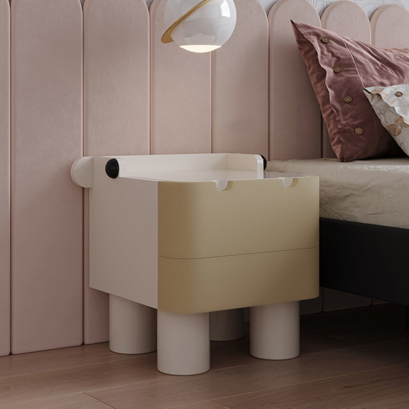Table de nuit en bois pour enfants nordiques contemporains carrés cubiques Hippo à 2 tiroirs pour chevet 