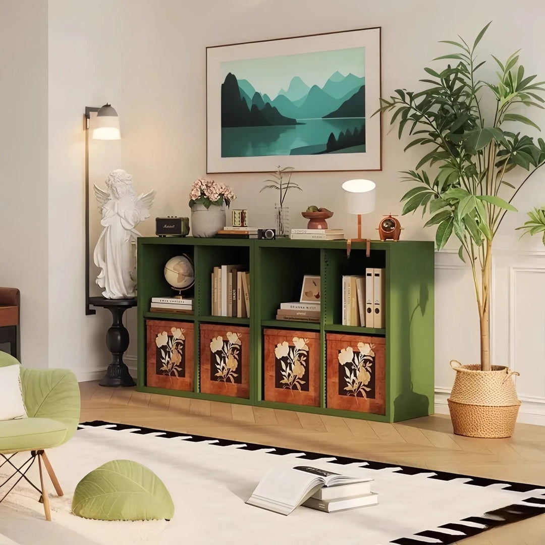 Contemporary Scandinavian Square Steel Modular Bookshelf 4/6-Cabinet For Living Room