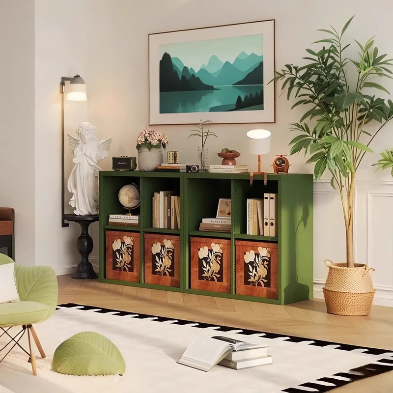 Contemporary Scandinavian Square Steel Modular Bookshelf 4/6-Cabinet For Living Room