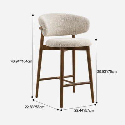 Modern Minimalist Ash Wood Fabric Rectangular Bar Stool Backrest Footrest For Kitchen