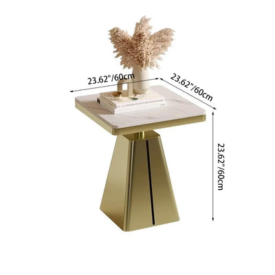 Contemporary Scandinavian Square Carbon Steel Sintered Stone Side Table For Living Room