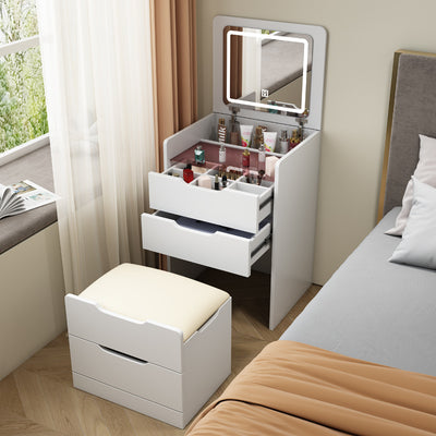 Modern Minimalist Glass Medium Density Fiberboard Makeup Vanity 4-Drawer For Bedroom