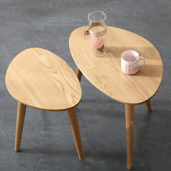 Table d'appoint ovale en bois japonais contemporain à 1 niveau pour salon 
