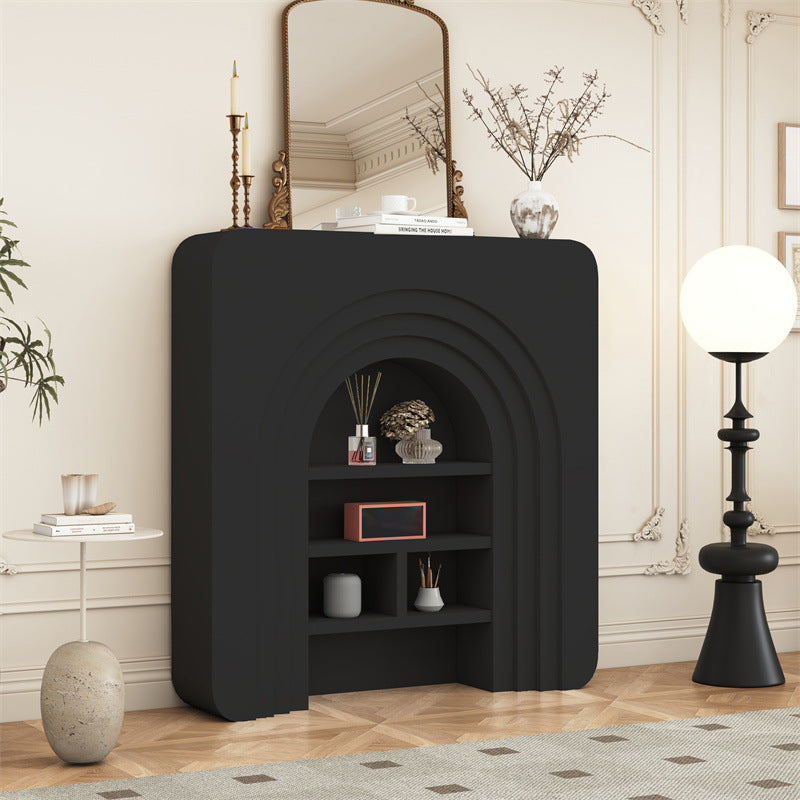 Traditional French Square Particle Board Console Table 4-Cabinet For Living Room