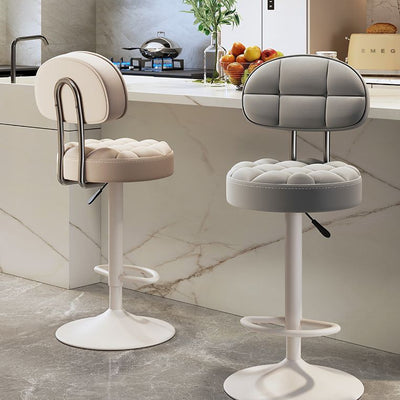 Contemporary Scandinavian Round Steel PU Leather Height Adjustable Bar Stool For Kitchen