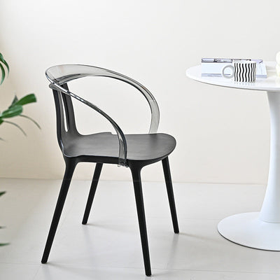 Moderner minimalistischer Kurvenrahmen Kunststoff-Esszimmerstuhl Rückenlehne Armlehne für Esszimmer 