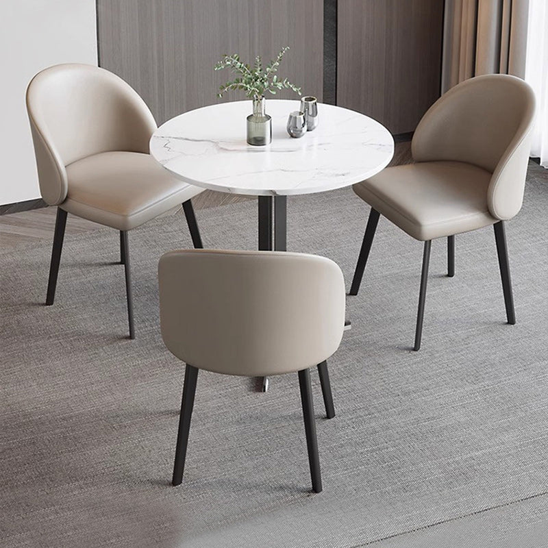 Modern Minimalist Microfiber Leather Plywood Carbon Steel Sponge Square Elliptical Curved Dining Chair Backrest For Dining Room