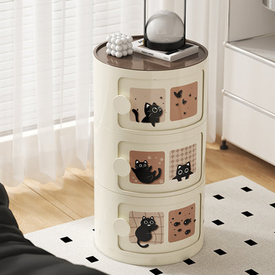 Contemporary Creative Cylindrical ABS Nightstand 2/3 Drawer For Bedroom