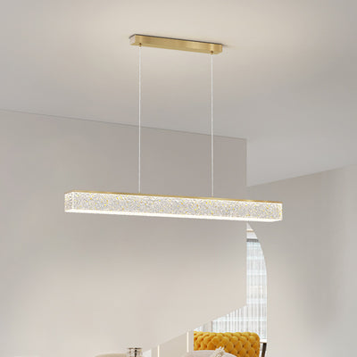 Modern Minimalist Rectangular Copper Resin LED Island Light Chandelier For Dining Room
