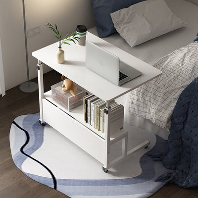 Table d'appoint rectangulaire en bois et acier minimaliste moderne à 2 niveaux pour étude 