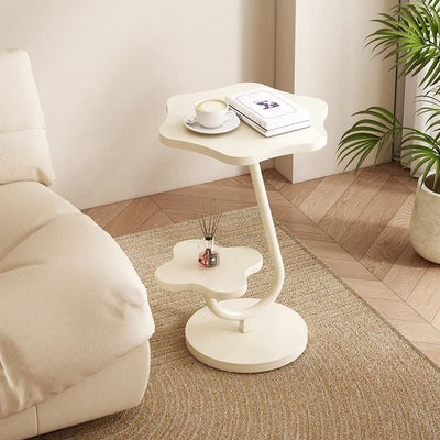Moderner minimalistischer runder Blumen-Beistelltisch aus massivem Holz und Edelstahl mit 2 Ebenen für das Wohnzimmer 