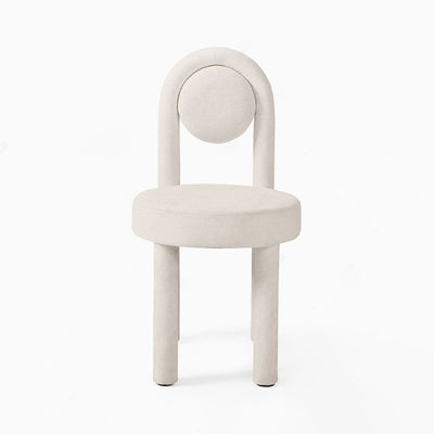 Modern Minimalist Round Velvet Iron Vanity Stool Backrest Armless For Bedroom