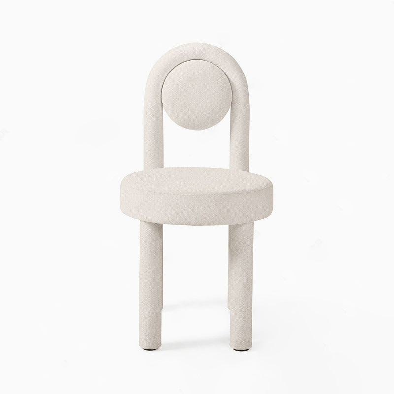 Modern Minimalist Round Velvet Iron Vanity Stool Backrest Armless For Bedroom