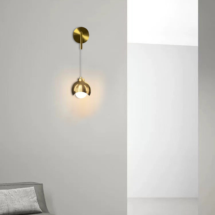 Contemporary Scandinavian Spherical Glass Iron 1-Light Wall Sconce Lamp For Bedroom