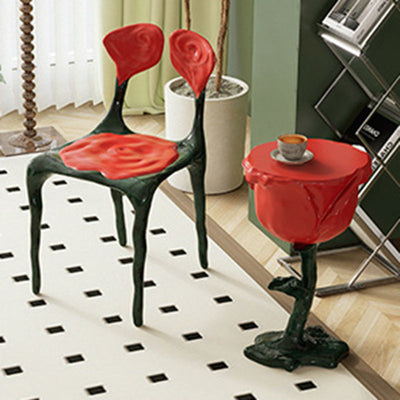 Moderner Art Deco Rose Square FRP Composite Esszimmerstuhl Rückenlehne ohne Armlehnen für Esszimmer 