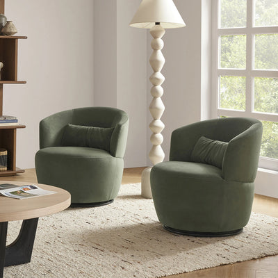 Modern Minimalist Round Cushion Lambswool Solid Wood Sponge Accent Chair Backrest Armrest For Living Room