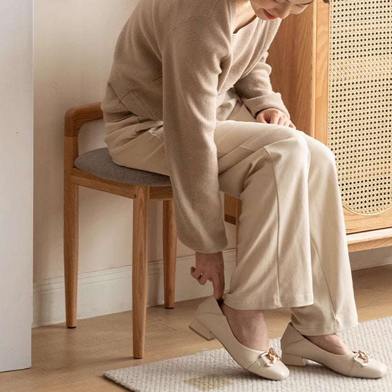 Tabouret de coiffeuse carré en lin et coton traditionnel japonais, sans dossier ni accoudoirs, pour chambre 