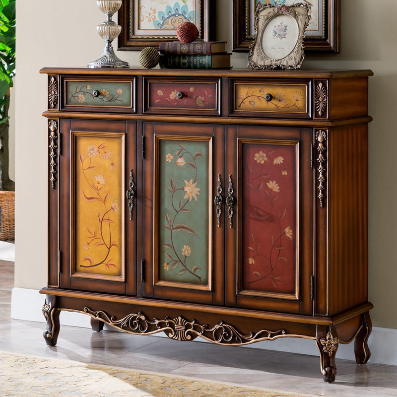 Traditional Vintage Rectangular Solid Wood Medium Density Fiberboard Shoe Storage 2-Cabinet For Entryways
