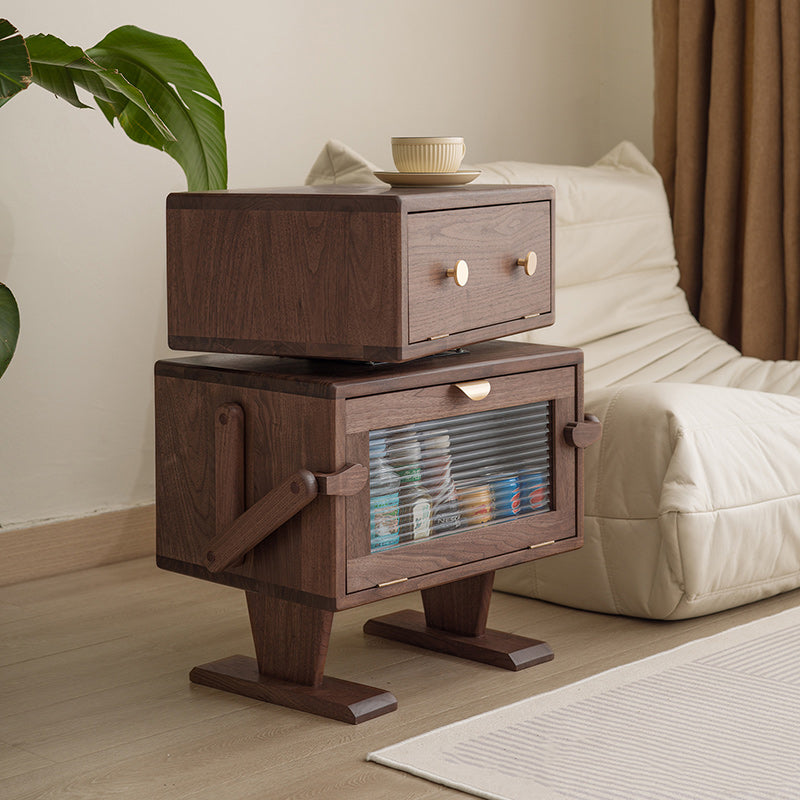 Zeitgenössischer kreativer Kinderroboter rechteckiger kubischer Holz-Nachttisch drehbar 2-Schränke für Schlafzimmer 