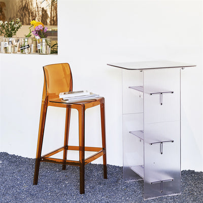 Modern Minimalist PC Rectangular Bar Stool Backrest Armless For Kitchen