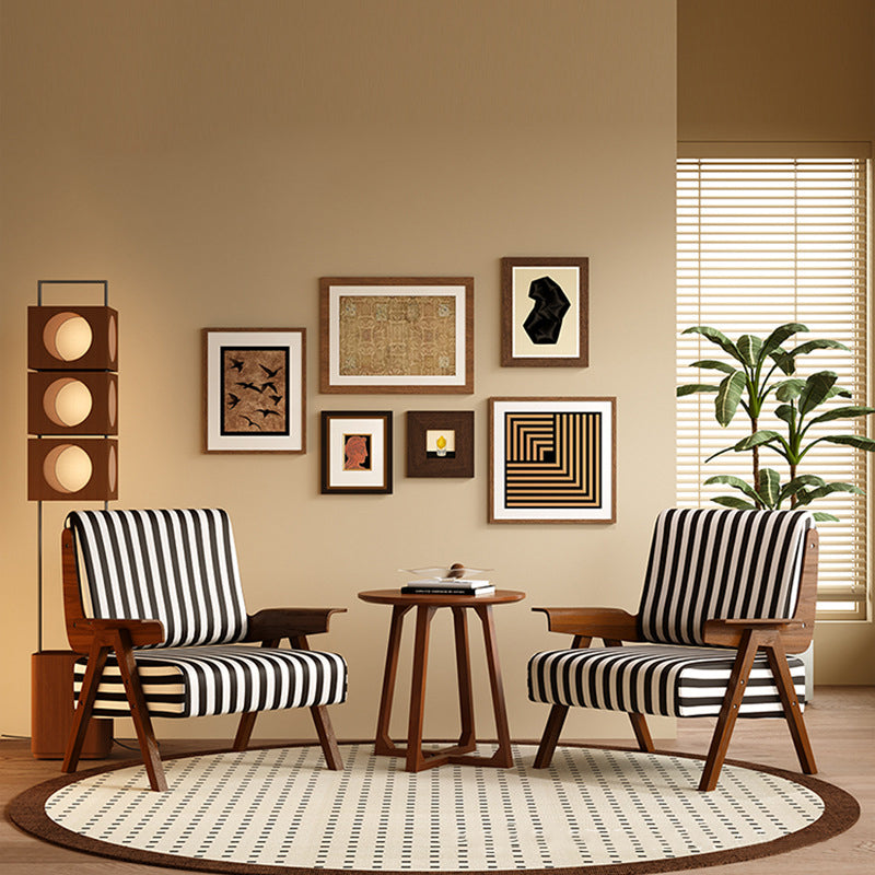 Traditional French Rectangular Velvet Solid Wood Accent Chair Backrest Armrest For Living Room