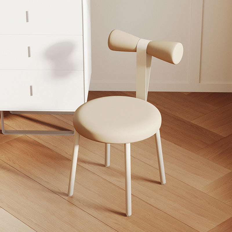 Tabouret de coiffeuse sans dossier en tissu rond crème Art Déco moderne en fer pour chambre 