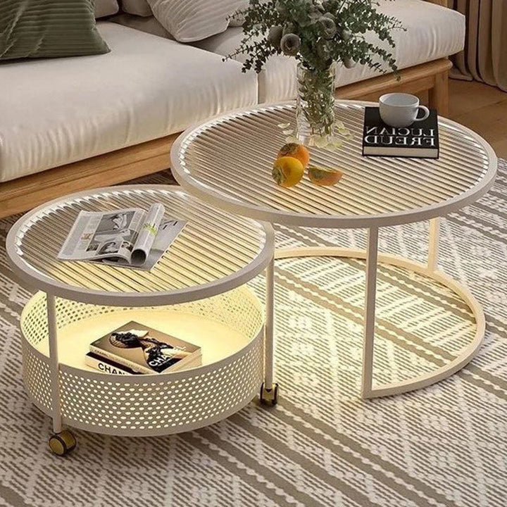 Moderner minimalistischer abnehmbarer runder Glastisch aus Metall mit 3 Ebenen für das Wohnzimmer 