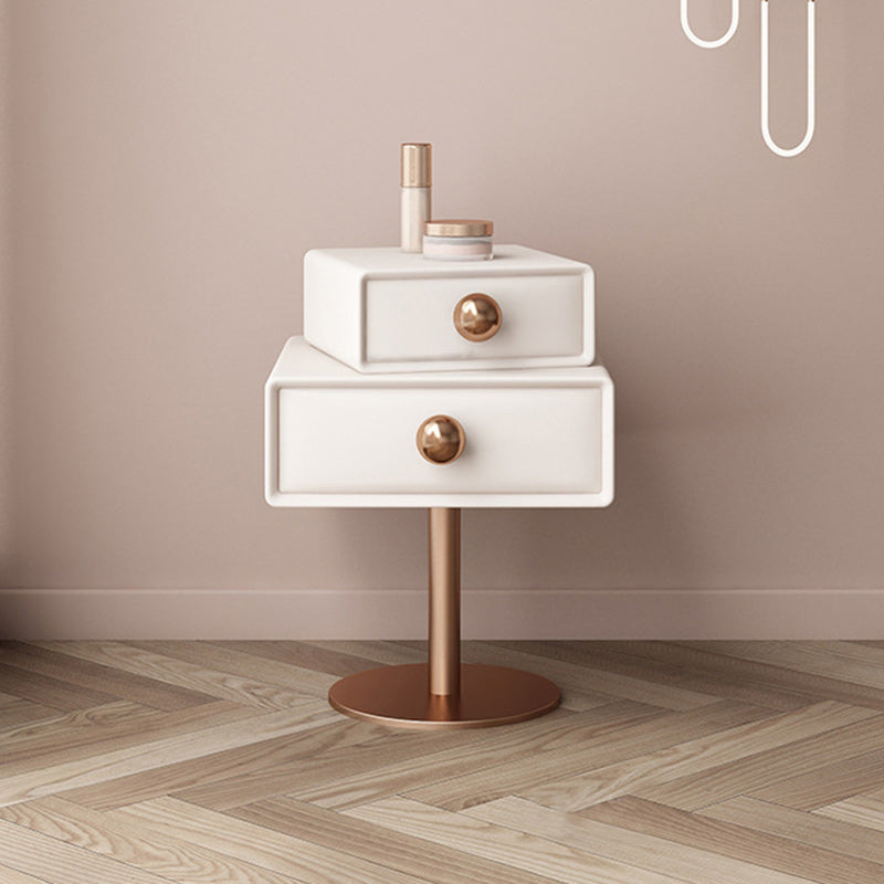 Table de nuit contemporaine créative carrée orb rotative empilable en bois et acier à 2 tiroirs pour chambre 