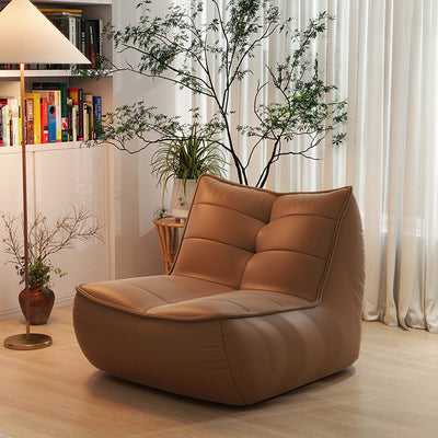 Modern Minimalist Rectangular Cat-Claw Leather Accent Chair Backrest Armless For Living Room