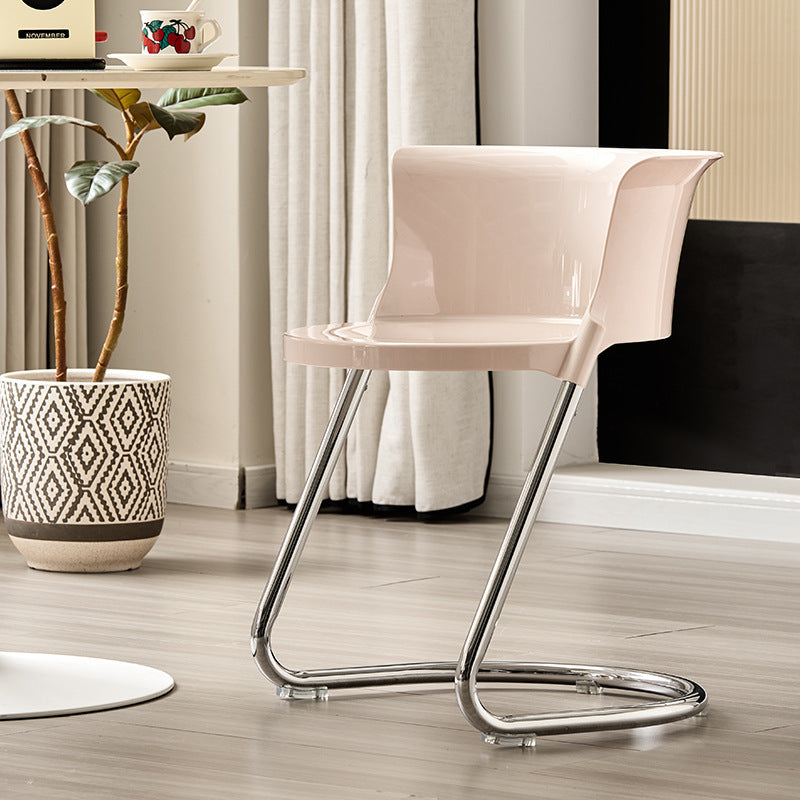 Modern Minimalist Curved PC Iron Dining Chair Backrest Armless For Dining Room