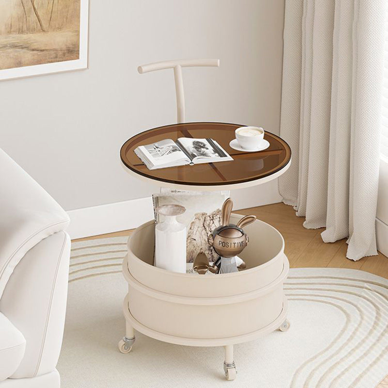 Zeitgenössischer Luxus-Rundtisch aus Edelstahl und Glas mit 2 Ebenen für das Wohnzimmer 