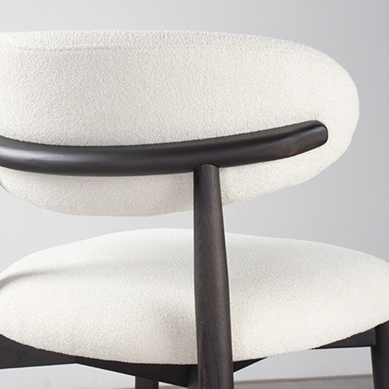 Tabouret de bar moderne minimaliste rond en velours rembourré avec dossier incurvé en bois massif pour salle à manger 