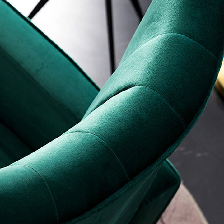 Moderner Luxus Trapezförmiger Quadratischer Samt Holz Edelstahl Akzentstuhl Rückenlehne Arm Für Wohnzimmer 