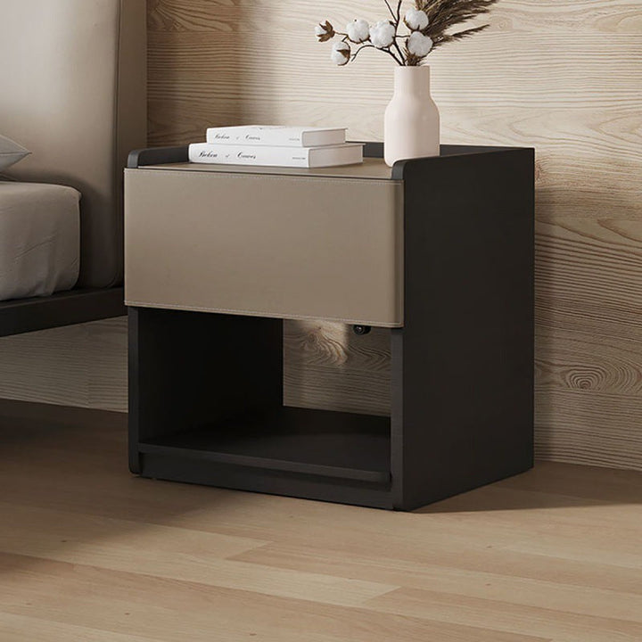 Table de bout en bois rectangulaire européen traditionnel avec tiroir en cuir 1 pour salon 