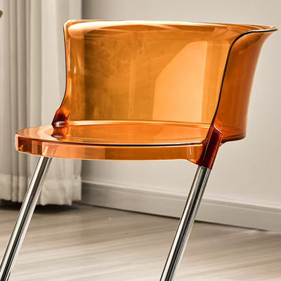 Modern Minimalist Curved PC Iron Dining Chair Backrest Armless For Dining Room