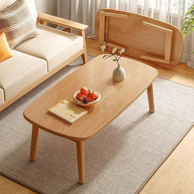 Modern Minimalist Rectangular Medium Density Fiberboard Solid Wood Coffee Table 1-Tier For Living Room