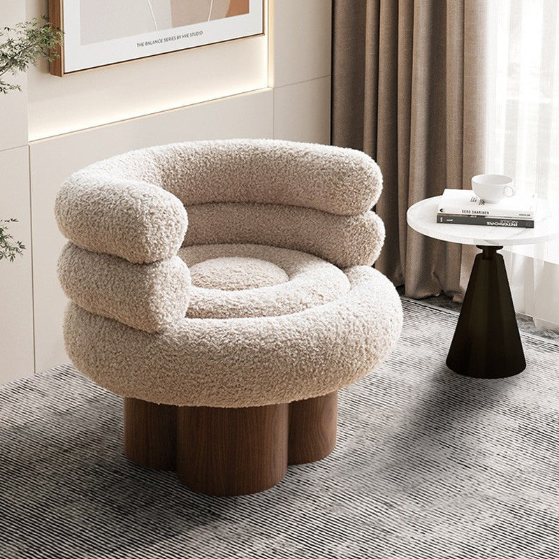 Traditional French Curved Lambswool Solid Wood Iron Vanity Stool Backrest Armless For Bedroom