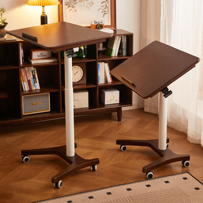 Modern Minimalist Rectangular Solid Wood Iron Side Table 1-Tier For Living Room